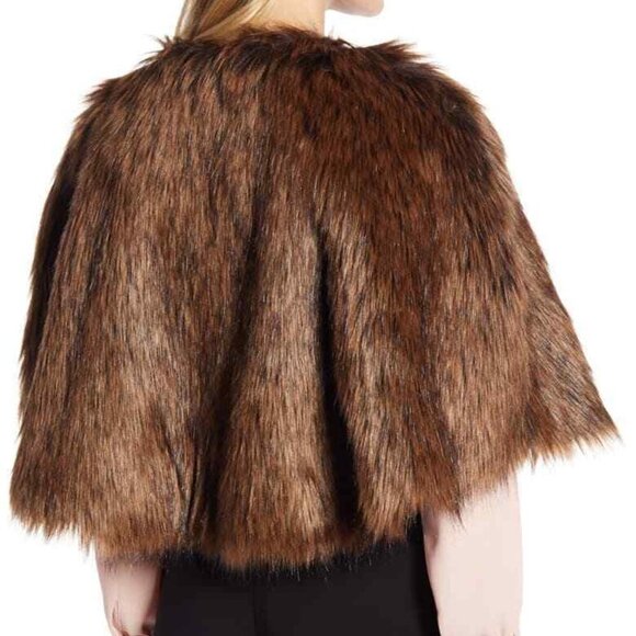 NWT Halogen Faux Fur Capelet One Size, BROWN FOX - Picture 3 of 4